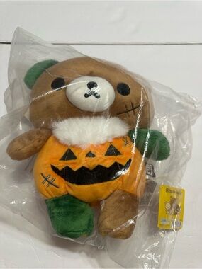 Rilakkuma Pumpkin Plush Toy - Orange, Brown & Green